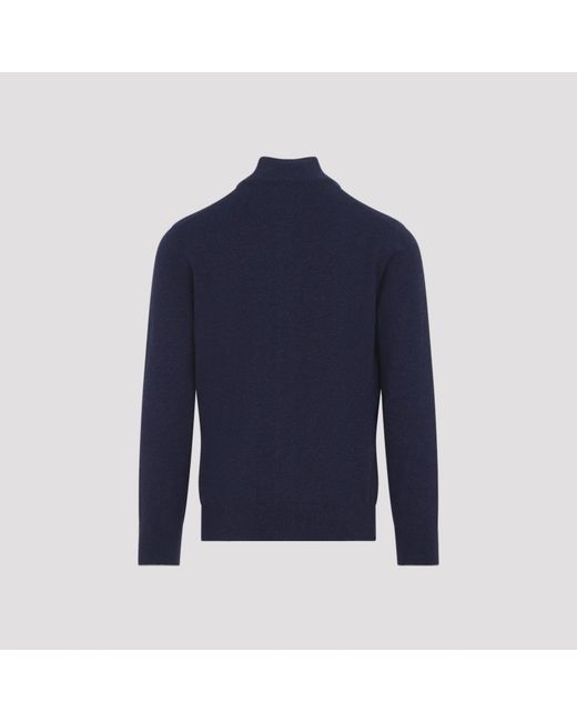 Brunello Cucinelli Blue Full Zip Cashmere Cardigan for men