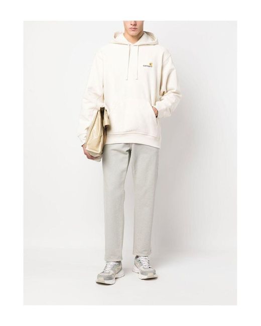 Carhartt White Logo Cotton Hoodie for men