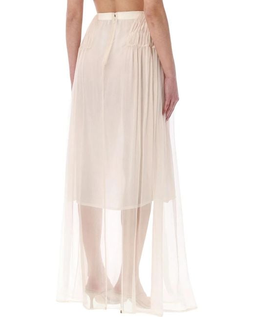 Dries Van Noten Pink Long Sheer Chiffon Skirt