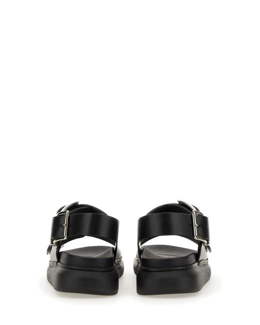 McQueen Black Leather Sandal for men