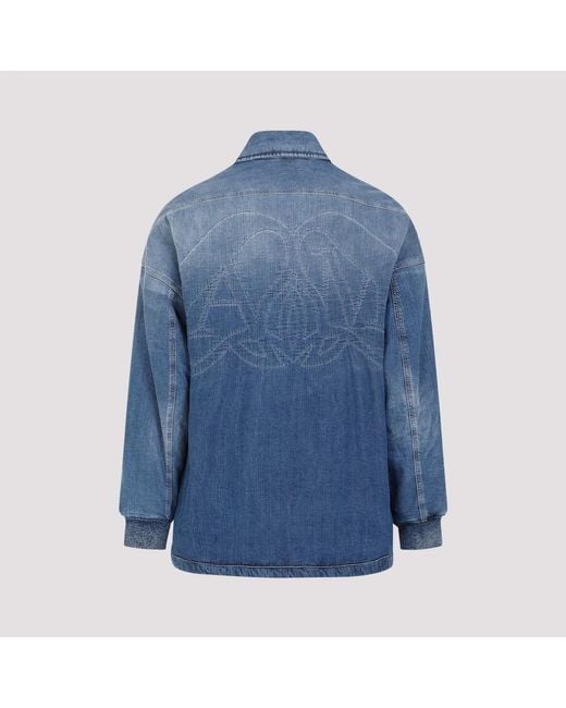 McQueen Blue Quilted Denim Shirt for men