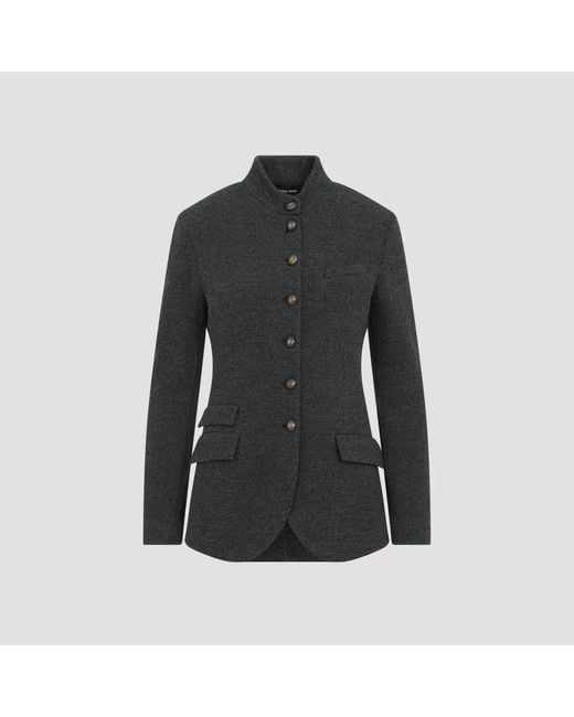 Giorgio Armani Black Fantasia Grigio Nero Wool Blazer