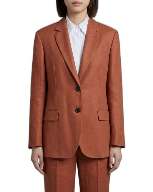 Brunello Cucinelli Brown Single-Breasted Linen Blazer