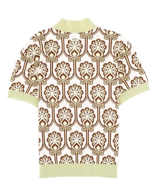 Drole de Monsieur White Multicolour Cotton Polo Shirt for men