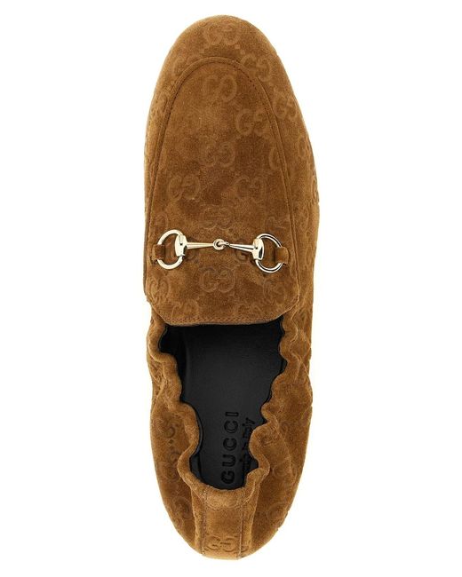 Gucci Brown Gg Suede Loafers