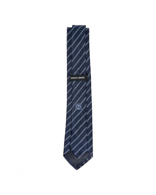 Giorgio Armani Blue Pure Silk Tie With Diagonal Jacquard Stripes for men