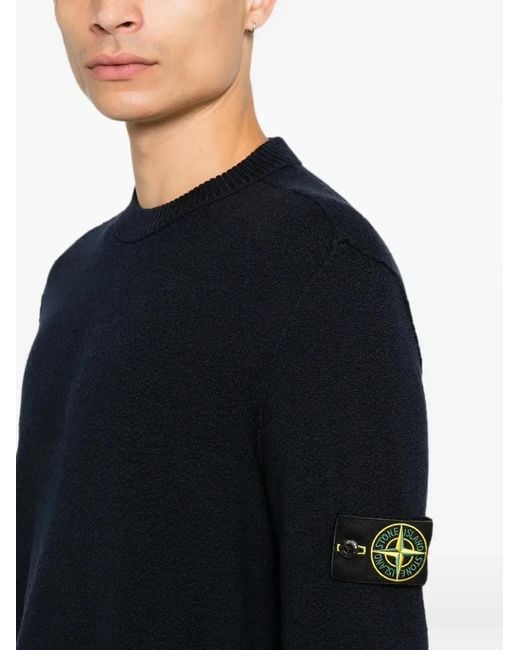 Stone Island Black Jersey With Logo Patch for men