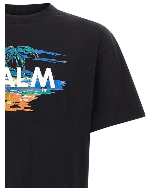 Palm Angels Black Graphic Print T-Shirt for men