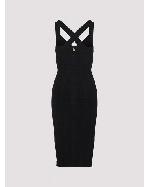 Elisabetta Franchi Black Shaping Midi Dress