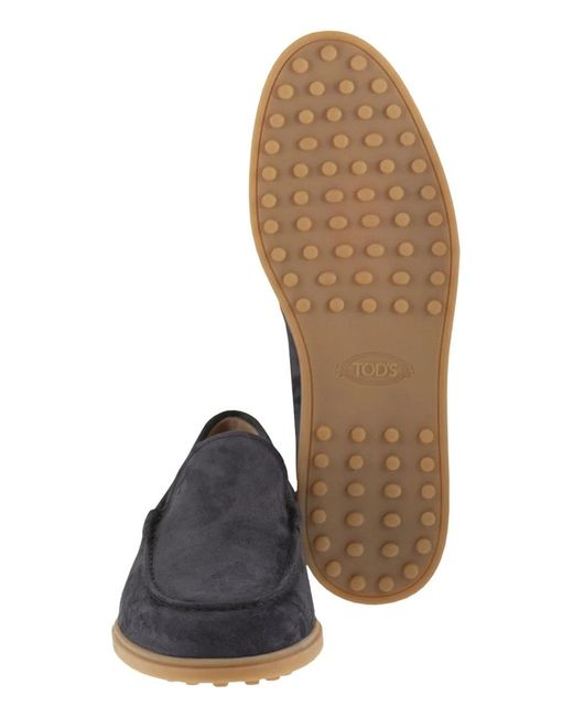 Tod's Blue Suede Leather Slipper Moccasin for men