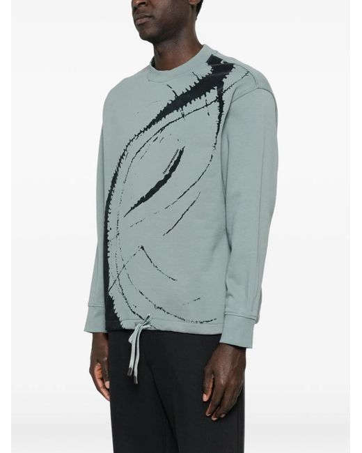 Emporio Armani Green Cotton Crewneck Sweathisrt for men