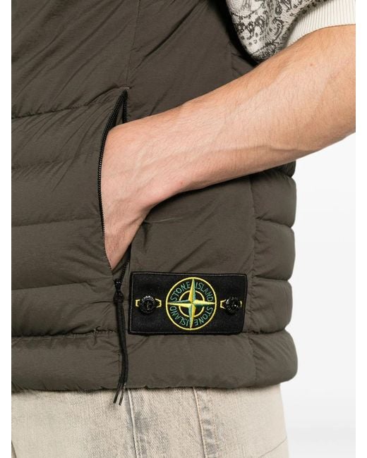 Stone Island Gray Quilted Badge Logo Vest for men