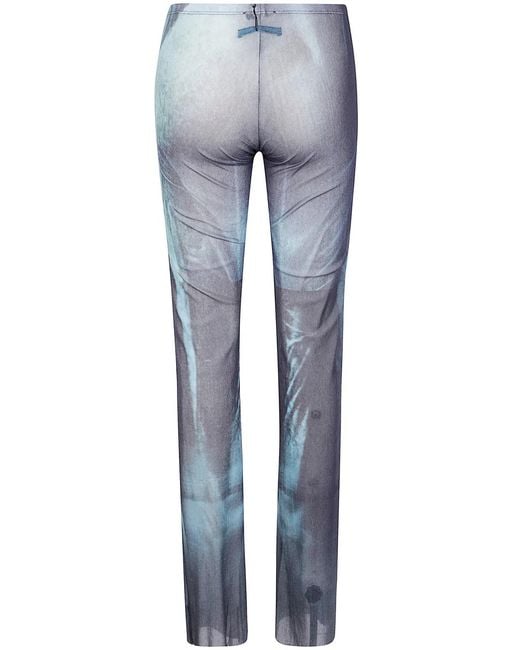 Jean Paul Gaultier Blue Mesh Trouser Printed "Water"