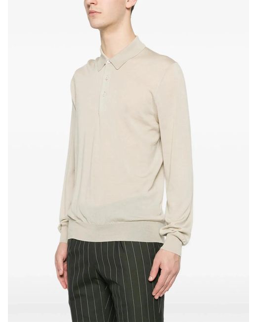 Tagliatore White Zeno Knitted Polo Shirt for men