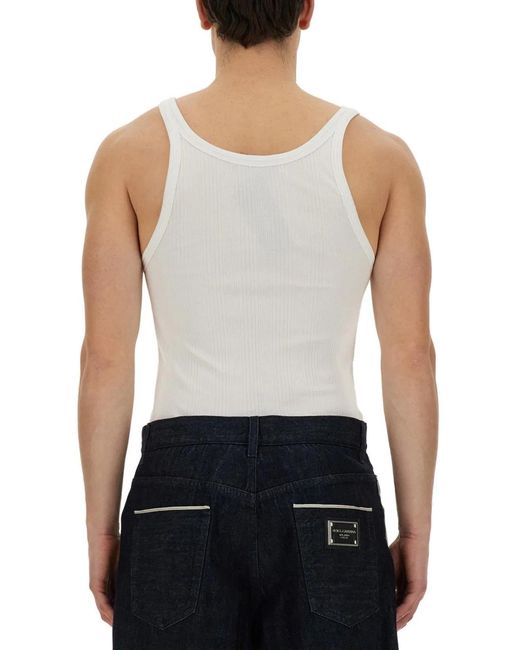 Dolce & Gabbana White Dolce & Gabbana Ribbed Tank Top for men