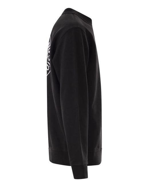 Stone Island Blue Oversized Crew Neck Sweatshirt With “Outline Compass” Print for men