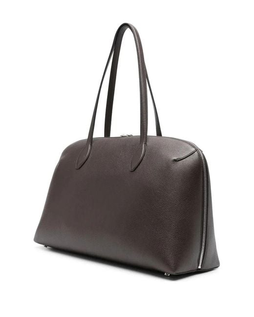 Totême Black Grained Leather Tote Bag