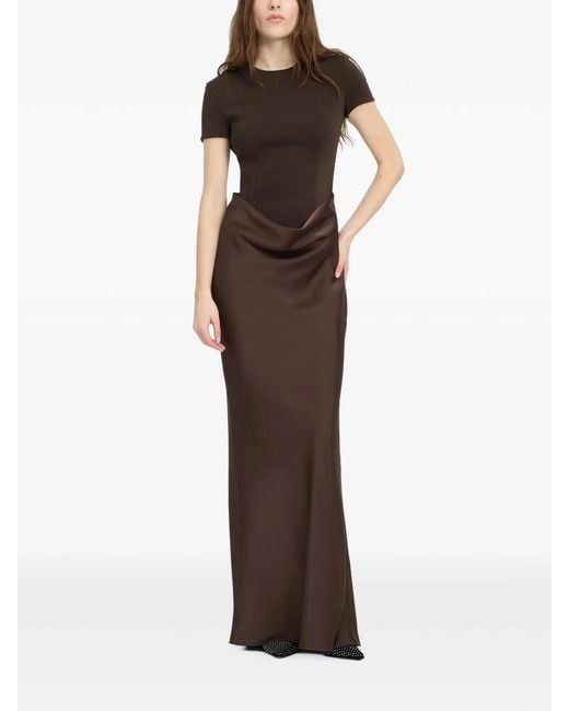 ROTATE BIRGER CHRISTENSEN Multicolor Long Draped Dress With Short Sleeves