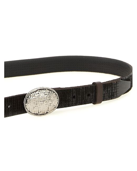 Brunello Cucinelli Black 'Texture' Leather Belt for men