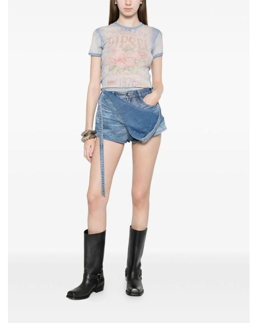 DIESEL Blue Cotton Denim Bermuda Shorts