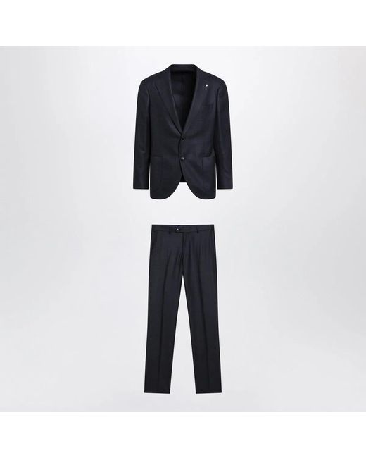 Luigi Bianchi Black Single-Breasted Wool Suit for men