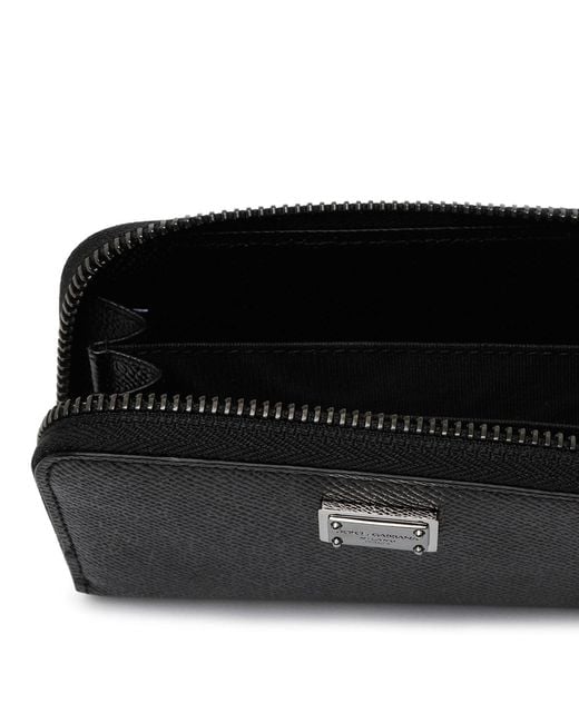 Dolce & Gabbana Black Vitello Leather Wallets for men
