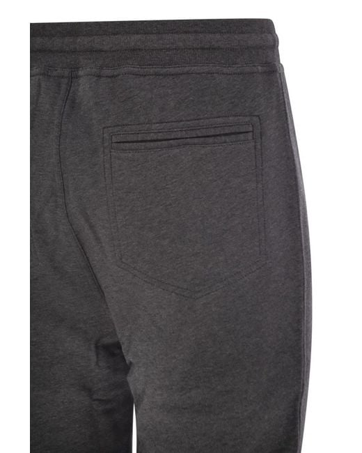 Brunello Cucinelli Gray Techno Cotton Fleece Trousers for men