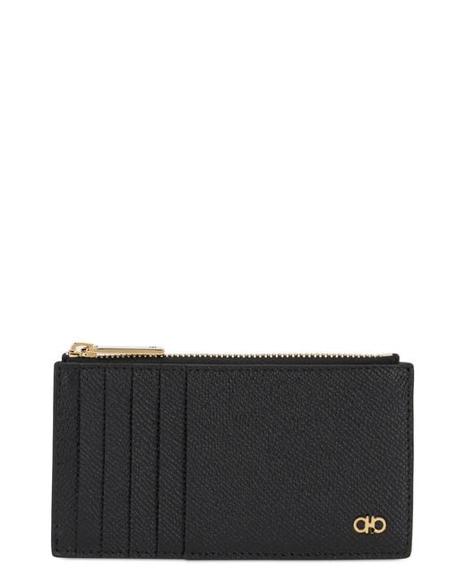 Ferragamo Gray Card Holder Gancini for men
