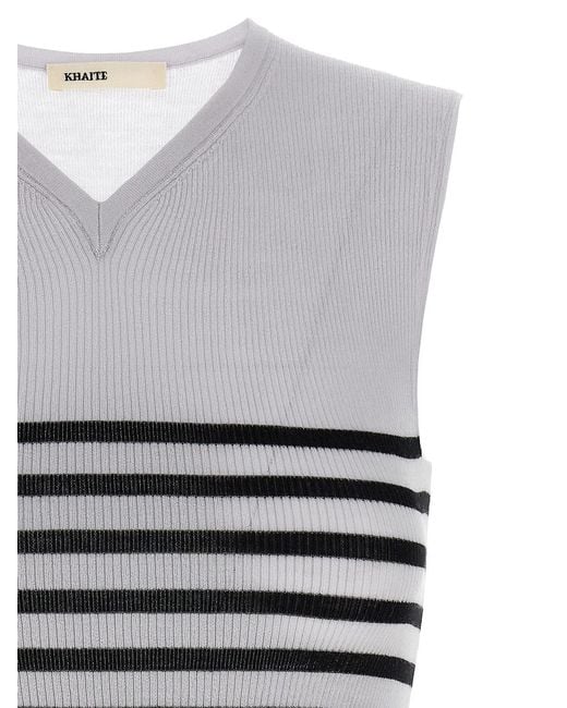 Khaite Gray Wool Sleeveles T-Shirt