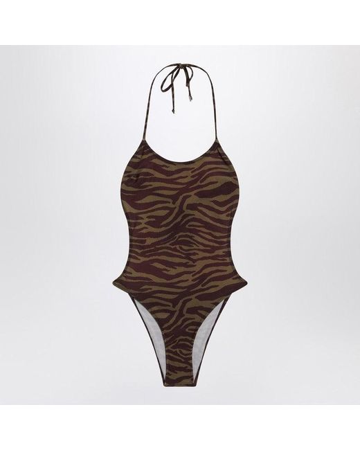 The Attico Brown Zebra One-Piece Swimsuit