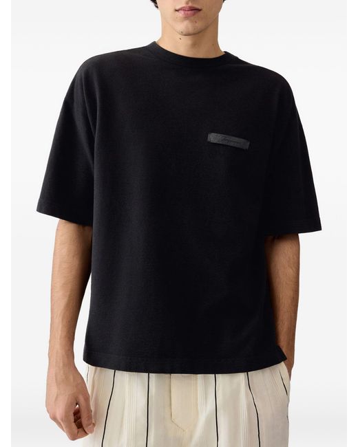 Jacquemus Blue Logo-Patch Short-Sleeve T-Shirt for men