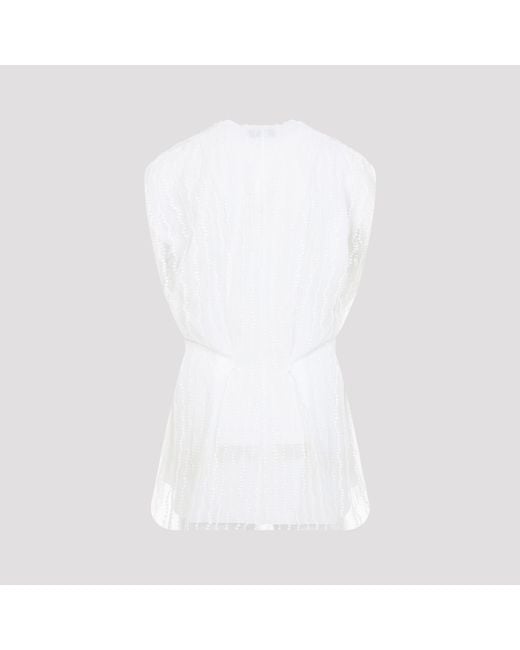 Alberta Ferretti White Tulle Top