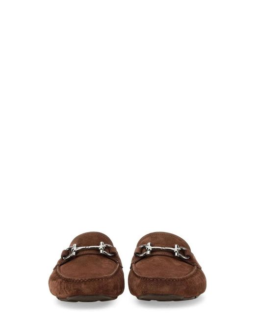 Ferragamo Brown Moccasin Ornament Gancini for men