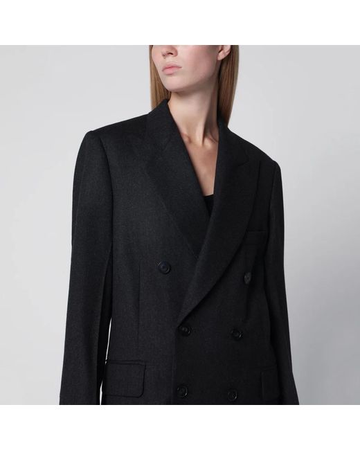 Victoria Beckham Black Dark Double-Breasted Wool Jacket