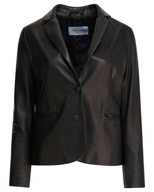 Semler Black Leather Blazer Jacket