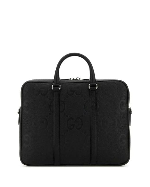 Gucci Black Briefcase Piuma Gg Jumbo/Piuma for men