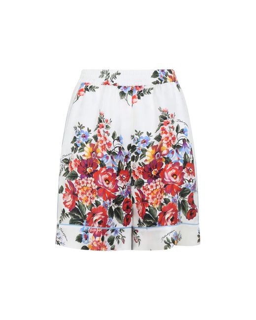 Dolce & Gabbana Red Dolce & Gabbana Floral Print Shorts