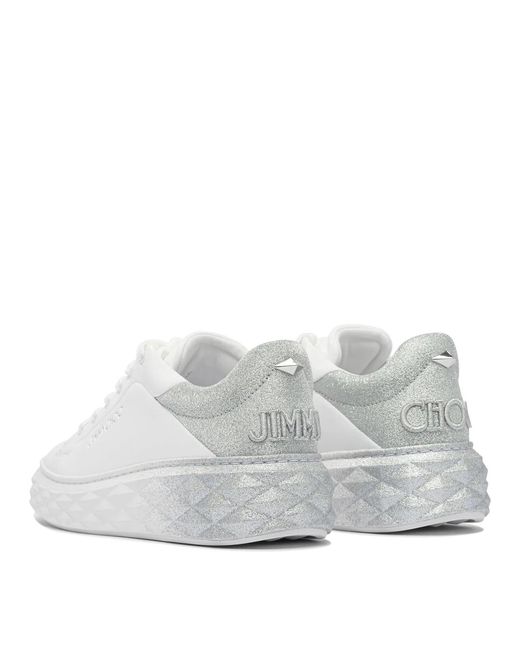 Jimmy Choo White "Diamond Maxi F Ii" Low Top Sneakers