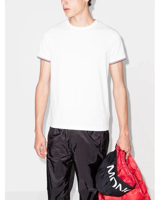 Moncler White Cotton Logo T-Shirt for men
