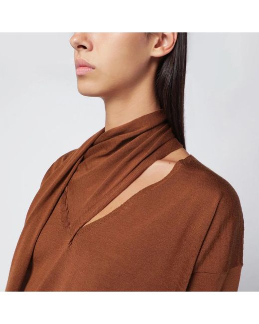 Roberto Collina Brown Hazelnut-Coloured Sweater With Scarf
