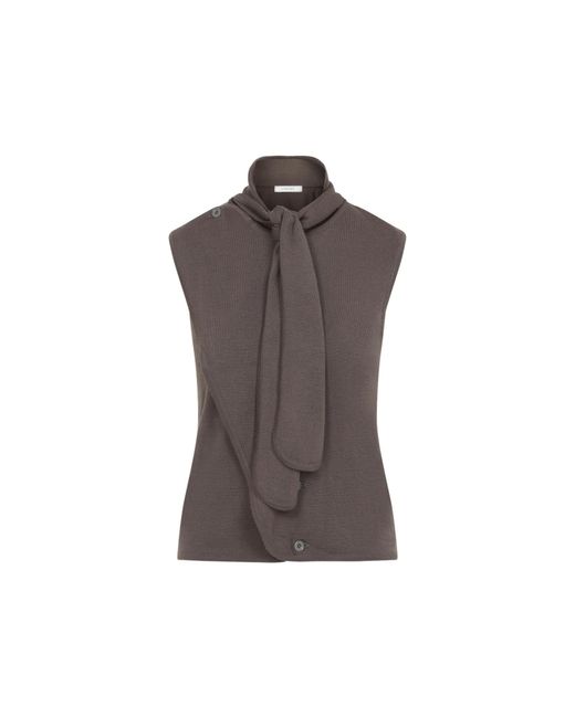 Lemaire Brown Shitake Asymmetrical Vest