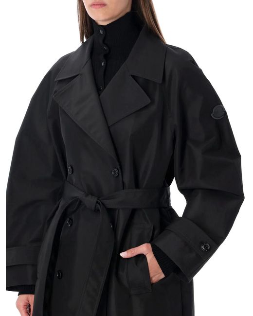 Moncler Genius Black Double-Breasted Trench Coat With Belt