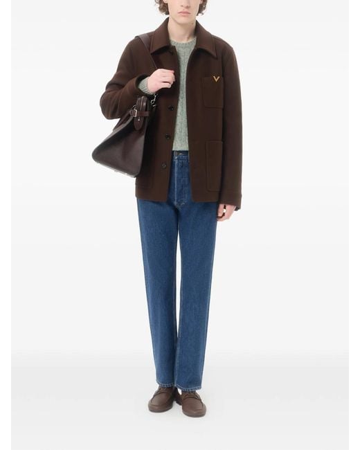 Valentino Garavani Brown Wool Jacket With Vgold for men