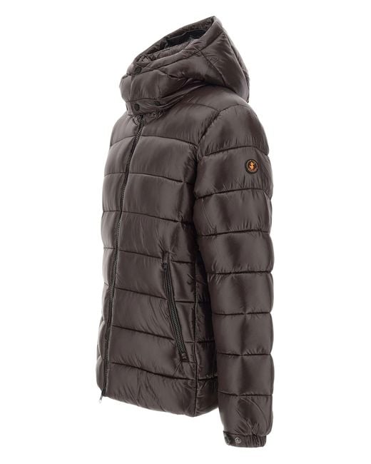 Save The Duck Gray Slouch-Hood Quilted Jacket for men