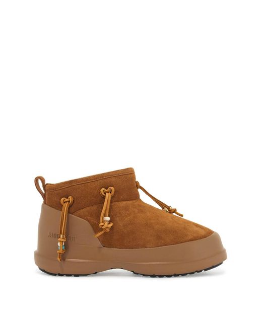 Moon Boot Boys Luna Suede Low Boots in Brown