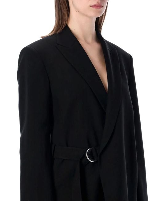 Loewe Black Draped Wool Wrap Jacket