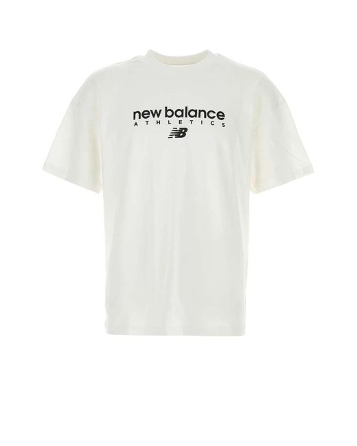 New Balance White Linear Graphic T-Shirt for men