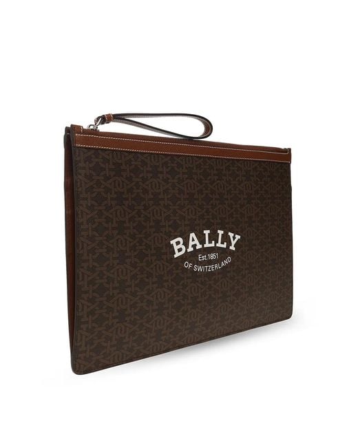 Bally Brown Bollis Logo Large Clutch Bag for men