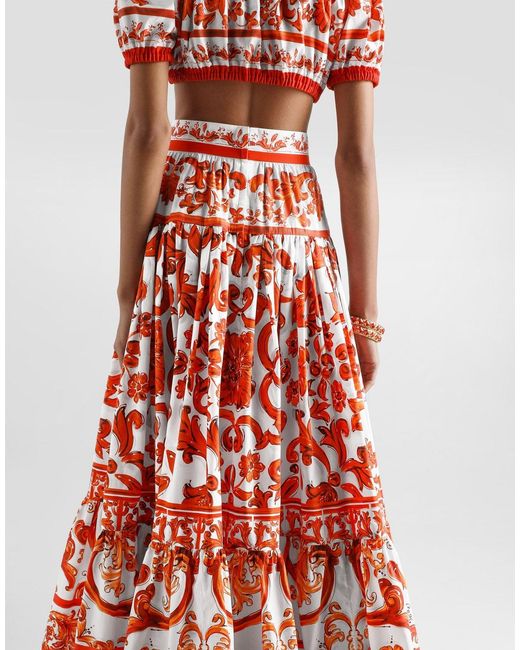 Dolce & Gabbana Red Dolce & Gabbana Long Skirt With Pleats