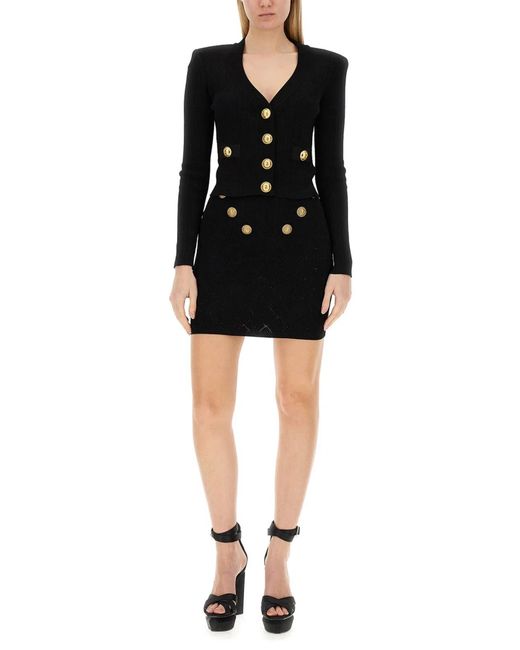 Balmain Black Knit Skirt